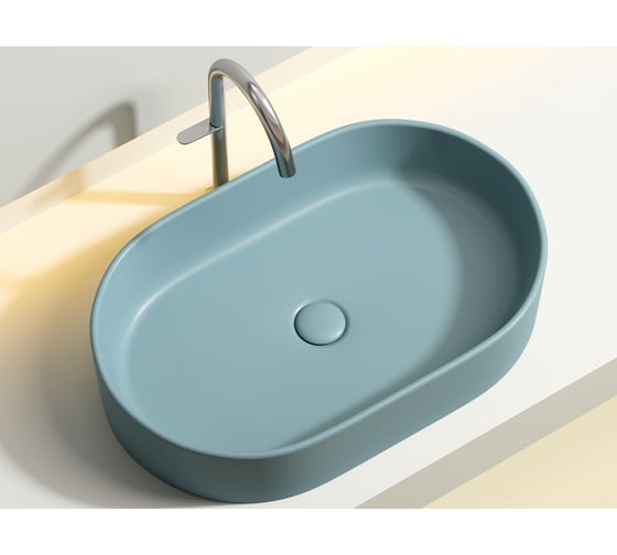 Умывальник-чаша накладная Ceramicanova Element овальная, цвет зеленый матовый, 608х385х122 мм CN6048MLG