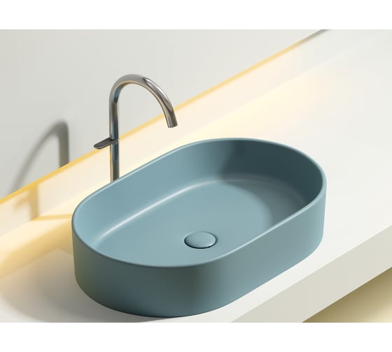 Умывальник-чаша накладная Ceramicanova Element овальная, цвет зеленый матовый, 608х385х122 мм CN6048MLG