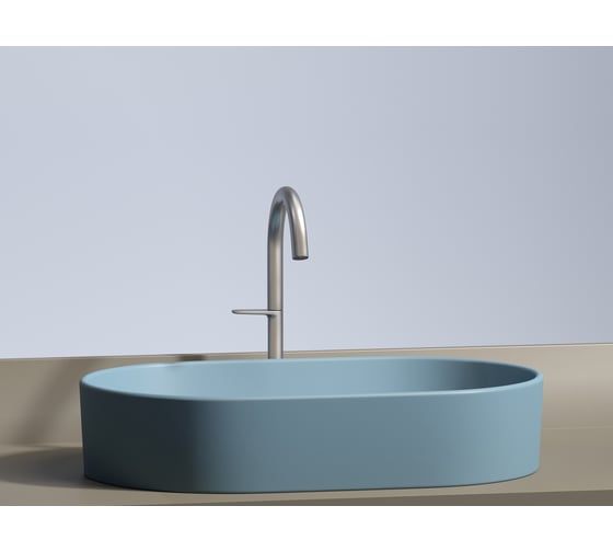 Умывальник-чаша накладная Ceramicanova Element овальная, цвет голубой матовый, 608х385х122 мм CN6048ML