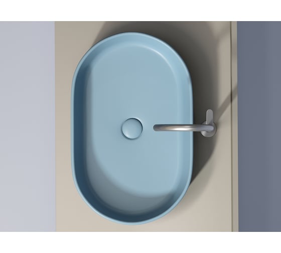 Умывальник-чаша накладная Ceramicanova Element овальная, цвет голубой матовый, 608х385х122 мм CN6048ML