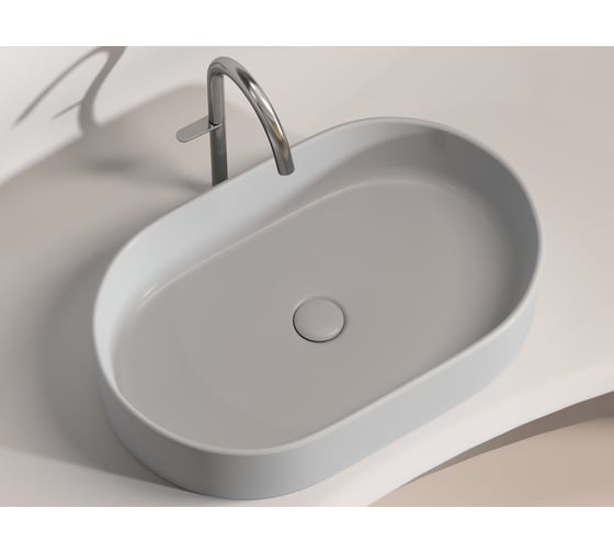 Умывальник-чаша накладная Ceramicanova Element овальная, цвет серый матовый, 608х385х122 мм CN6048MSG