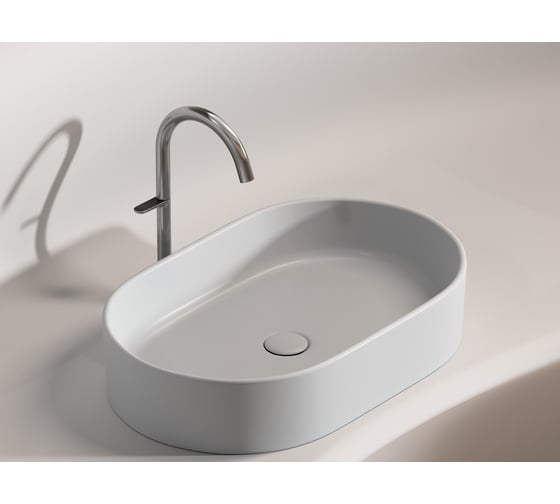 Умывальник-чаша накладная Ceramicanova Element овальная, цвет серый матовый, 608х385х122 мм CN6048MSG