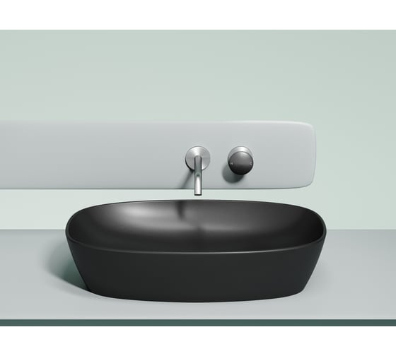 Умывальник-чаша накладная Ceramicanova Element овальная, цвет черный матовый, 600х380х138 мм CN6049MB