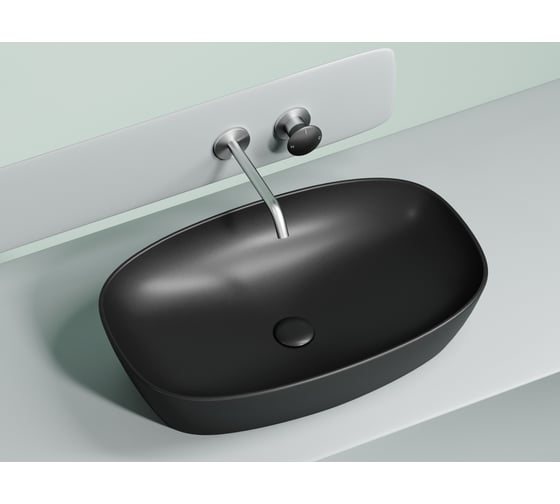 Умывальник-чаша накладная Ceramicanova Element овальная, цвет черный матовый, 600х380х138 мм CN6049MB