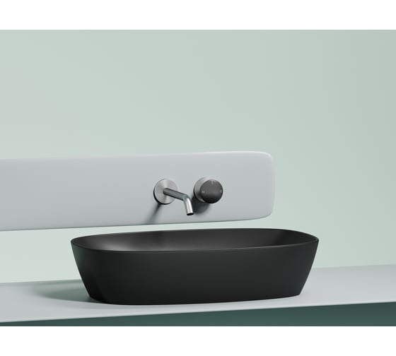 Умывальник-чаша накладная Ceramicanova Element овальная, цвет черный матовый, 600х380х138 мм CN6049MB