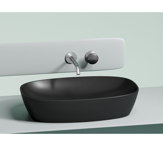 Умывальник-чаша накладная Ceramicanova Element овальная, цвет черный матовый, 600х380х138 мм CN6049MB