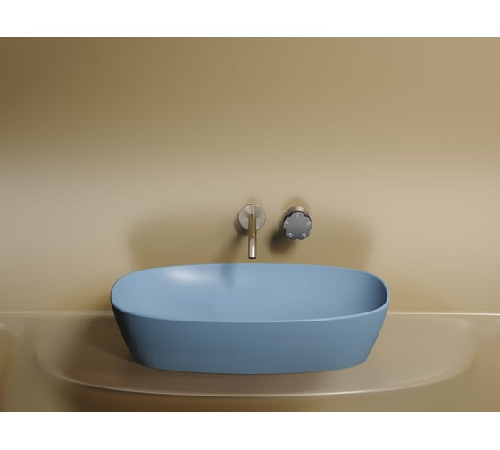 Умывальник-чаша накладная Ceramicanova Element овальная, цвет голубой матовый, 600х380х138 мм CN6049ML