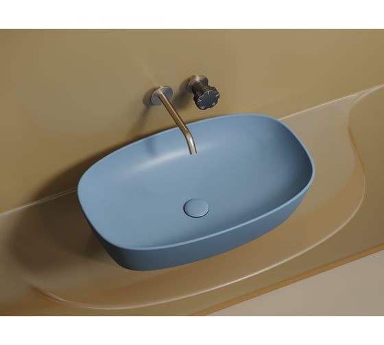 Умывальник-чаша накладная Ceramicanova Element овальная, цвет голубой матовый, 600х380х138 мм CN6049ML