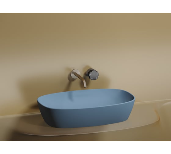 Умывальник-чаша накладная Ceramicanova Element овальная, цвет голубой матовый, 600х380х138 мм CN6049ML