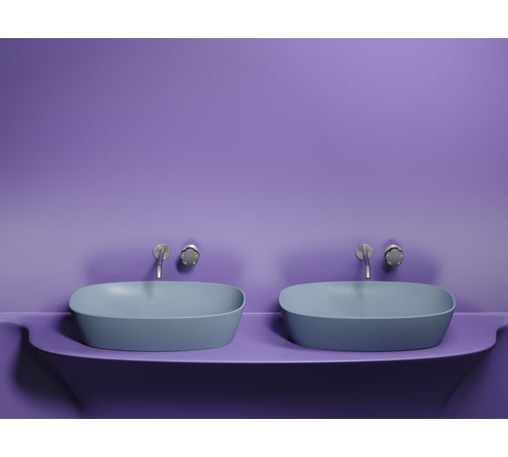 Умывальник-чаша накладная Ceramicanova Element овальная, цвет серо-голубой матовый, 600х380х138 мм CN6049MHL