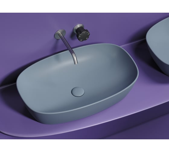 Умывальник-чаша накладная Ceramicanova Element овальная, цвет серо-голубой матовый, 600х380х138 мм CN6049MHL