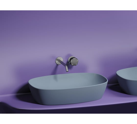 Умывальник-чаша накладная Ceramicanova Element овальная, цвет серо-голубой матовый, 600х380х138 мм CN6049MHL