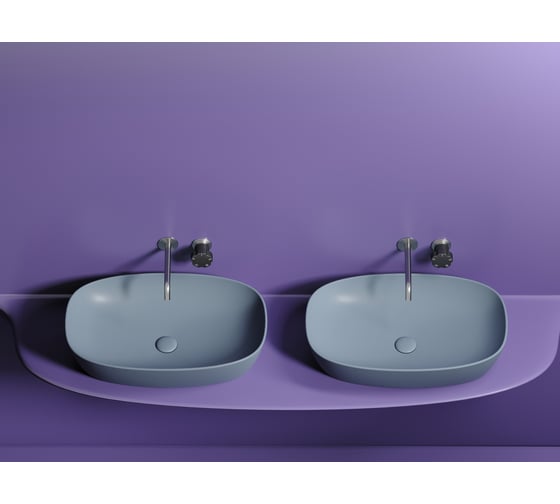Умывальник-чаша накладная Ceramicanova Element овальная, цвет серо-голубой матовый, 600х380х138 мм CN6049MHL