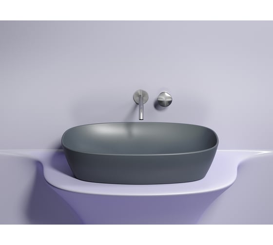 Умывальник-чаша накладная Ceramicanova Element овальная, цвет темный антрацит матовый, 600х380х138 мм CN6049MDH