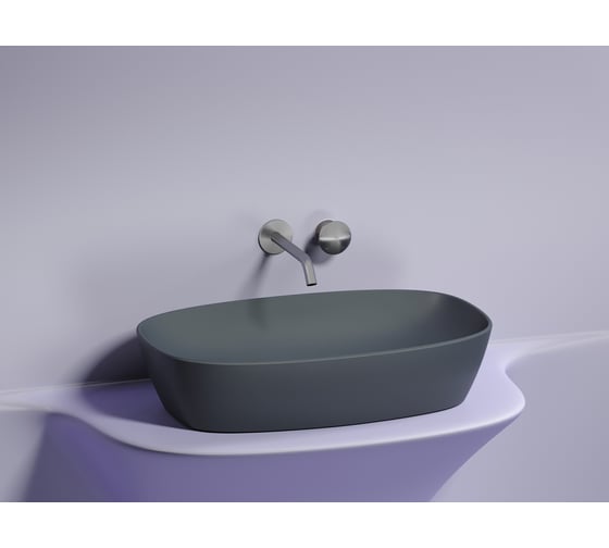 Умывальник-чаша накладная Ceramicanova Element овальная, цвет темный антрацит матовый, 600х380х138 мм CN6049MDH
