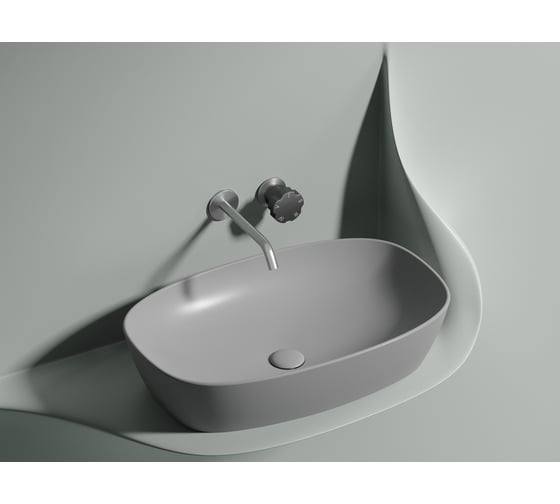 Умывальник-чаша накладная Ceramicanova Element овальная, цвет серый матовый, 600х380х138 мм CN6049MSG