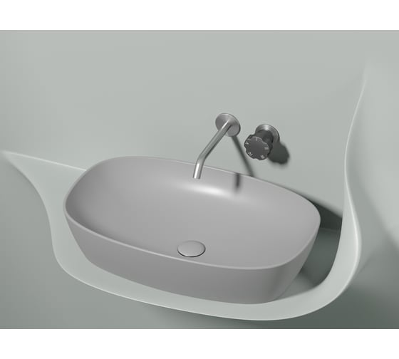 Умывальник-чаша накладная Ceramicanova Element овальная, цвет серый матовый, 600х380х138 мм CN6049MSG