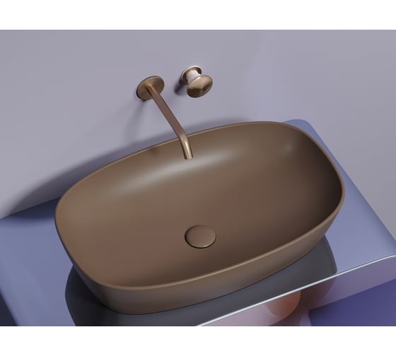 Умывальник-чаша накладная Ceramicanova Element овальная, цвет темно-коричневый матовый, 600х380х138 мм CN6049MDB