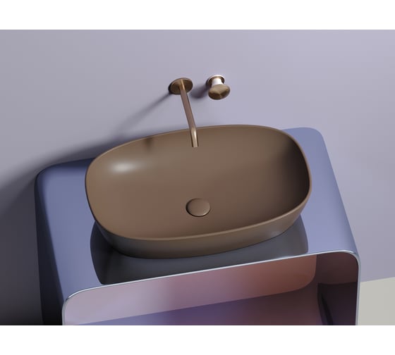 Умывальник-чаша накладная Ceramicanova Element овальная, цвет темно-коричневый матовый, 600х380х138 мм CN6049MDB