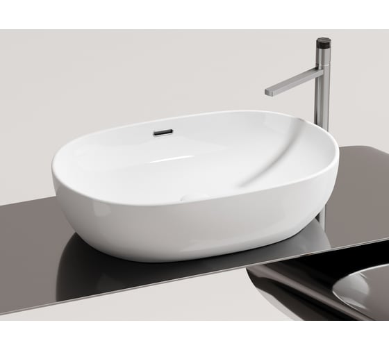 Умывальник-чаша накладная Ceramicanova Element овальная, со сливом переливом, 610х420х155 мм CN6064