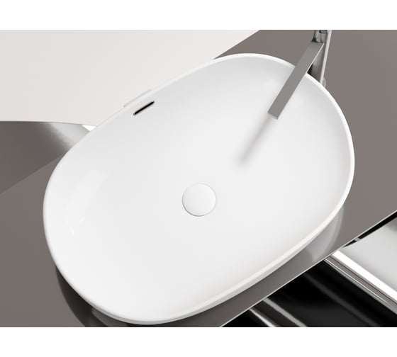 Умывальник-чаша накладная Ceramicanova Element овальная, со сливом переливом, 610х420х155 мм CN6064