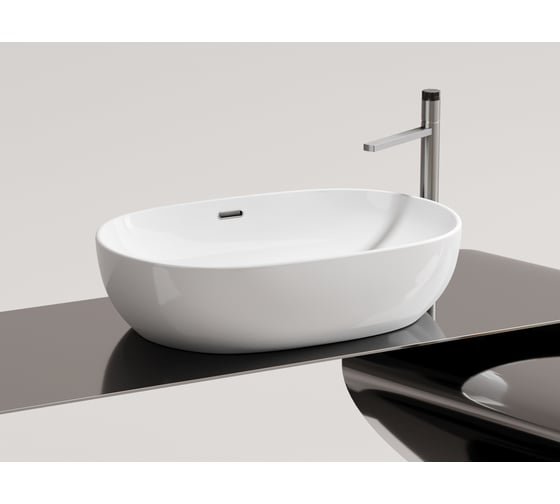 Умывальник-чаша накладная Ceramicanova Element овальная, со сливом переливом, 610х420х155 мм CN6064