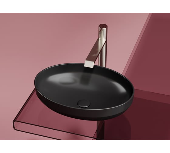 Умывальник-чаша накладная Ceramicanova Element овальная, цвет черный матовый, 502х363х145 мм CN6056MB
