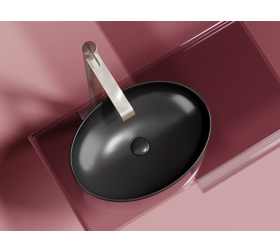 Умывальник-чаша накладная Ceramicanova Element овальная, цвет черный матовый, 502х363х145 мм CN6056MB
