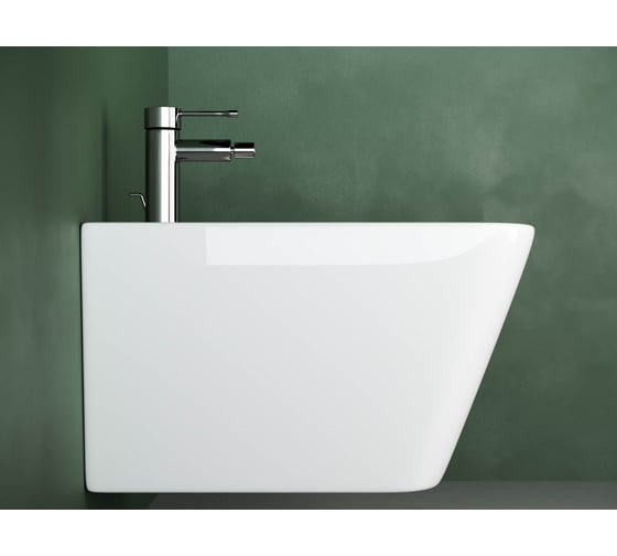 Подвесное биде Ceramicanova Metric с керамическим донным клапаном, 1 отверстие под смеситель, с крепежом для полностью скрытого монтажа. В комплекте донный CN3008MB