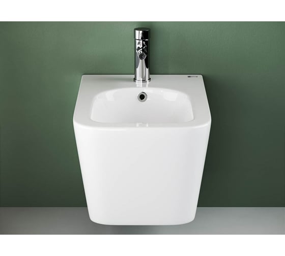 Подвесное биде Ceramicanova Metric с керамическим донным клапаном, 1 отверстие под смеситель, с крепежом для полностью скрытого монтажа. В комплекте донный CN3008MB