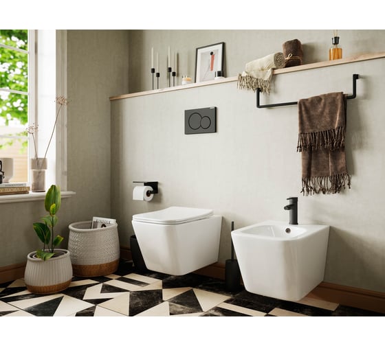 Подвесное биде Ceramicanova Metric с керамическим донным клапаном, 1 отверстие под смеситель, с крепежом для полностью скрытого монтажа. В комплекте донный CN3008MB