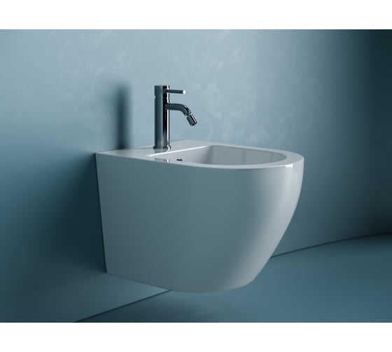 Подвесное биде Ceramicanova Uno, 1 отверстие под смеситель, с крепежом для полностью скрытого монтажа, цвет белый CN11002