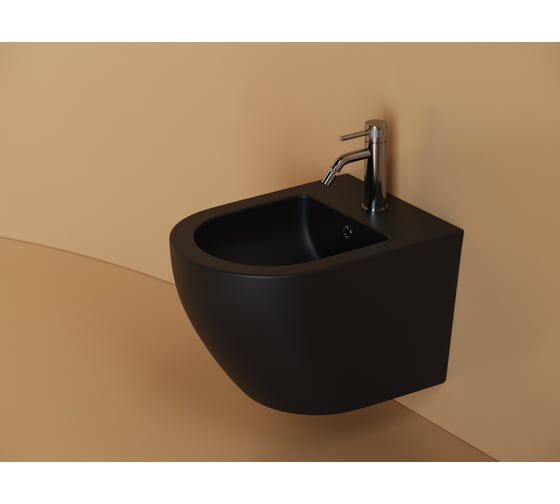 Подвесное биде Ceramicanova Uno, 1 отверстие под смеситель, с крепежом для полностью скрытого монтажа, цвет черный матовый CN11002MB 1