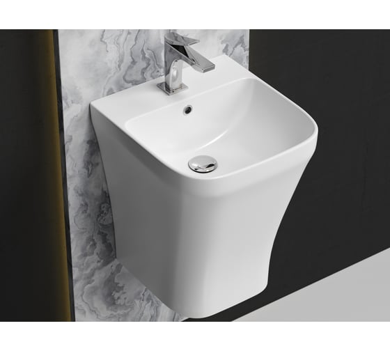 Раковина моноблок подвесная Ceramicanova DION с отверстием под смеситель, со сливом переливом CN6067