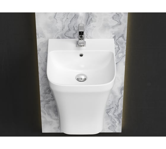Раковина моноблок подвесная Ceramicanova DION с отверстием под смеситель, со сливом переливом CN6067