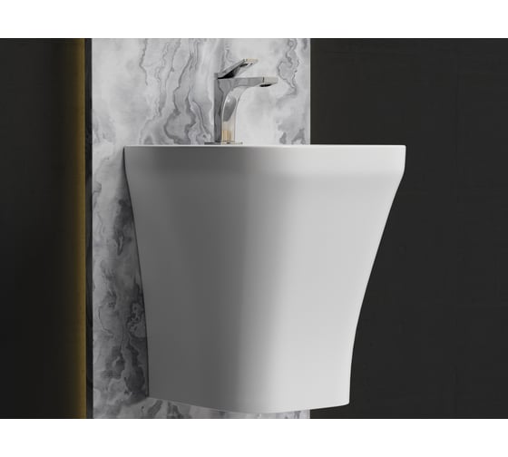 Раковина моноблок подвесная Ceramicanova DION с отверстием под смеситель, со сливом переливом CN6067