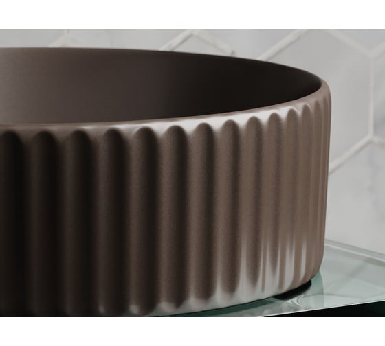 Накладная чаша умывальник Ceramicanova Element круглая (цвет темно-коричневый матовый) 360_360_115мм CN6057MDB