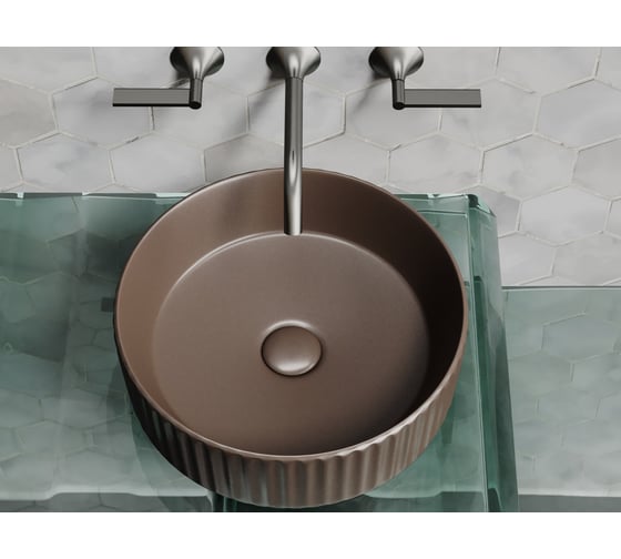 Накладная чаша умывальник Ceramicanova Element круглая (цвет темно-коричневый матовый) 360_360_115мм CN6057MDB