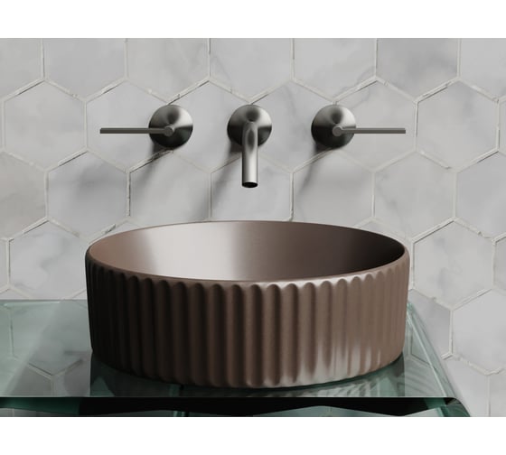 Накладная чаша умывальник Ceramicanova Element круглая (цвет темно-коричневый матовый) 360_360_115мм CN6057MDB