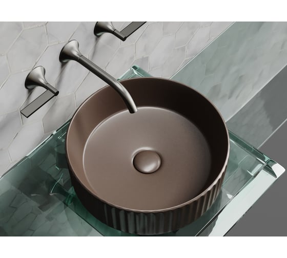Накладная чаша умывальник Ceramicanova Element круглая (цвет темно-коричневый матовый) 360_360_115мм CN6057MDB