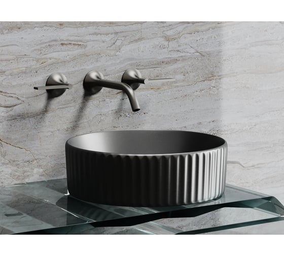 Накладная чаша умывальник Ceramicanova Element круглая (цвет темный антрацит матовый) 360_360_115мм CN6057MDH