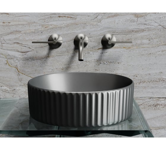 Накладная чаша умывальник Ceramicanova Element круглая (цвет темный антрацит матовый) 360_360_115мм CN6057MDH
