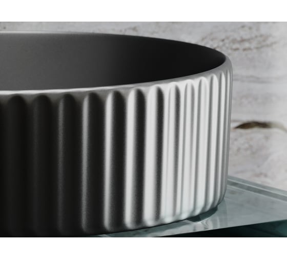 Накладная чаша умывальник Ceramicanova Element круглая (цвет темный антрацит матовый) 360_360_115мм CN6057MDH