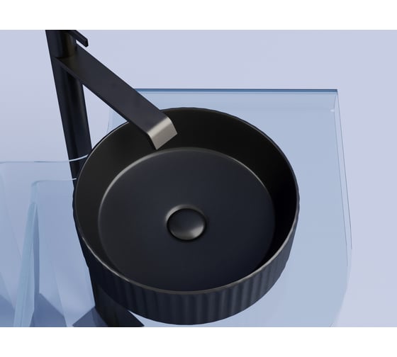 Накладная чаша умывальник Ceramicanova Element круглая (цвет черный матовый) 360_360_115мм CN6057MB