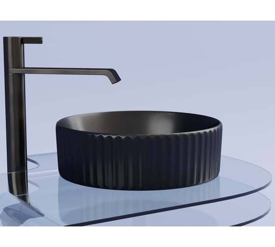Накладная чаша умывальник Ceramicanova Element круглая (цвет черный матовый) 360_360_115мм CN6057MB