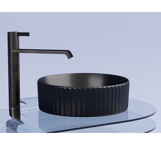 Накладная чаша умывальник Ceramicanova Element круглая (цвет черный матовый) 360_360_115мм CN6057MB