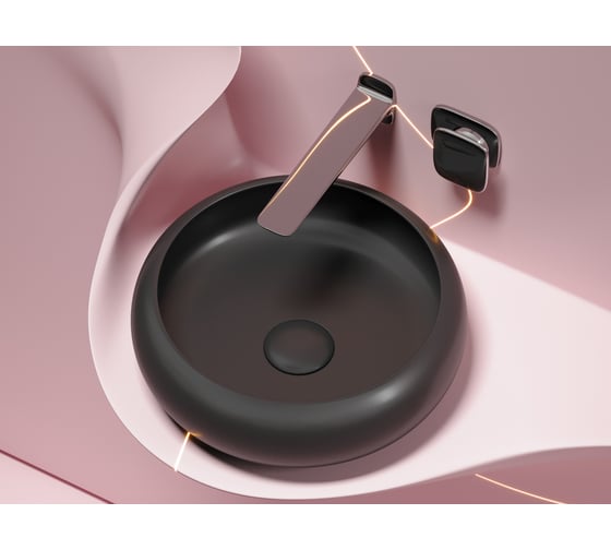Накладная чаша умывальник Ceramicanova Element круглая (цвет черный матовый) 360_360_120 мм CN6050MB