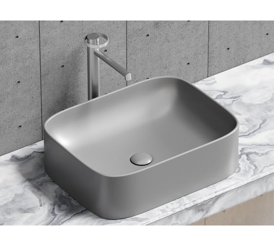 Накладная чаша умывальник Ceramicanova Element прямоугольная (цвет антрацит матовый) 505_380_150мм CN6052MH