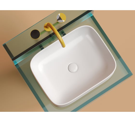 Накладная чаша умывальник Ceramicanova Element прямоугольная (цвет белый матовый) 505_380_150мм CN6052MW