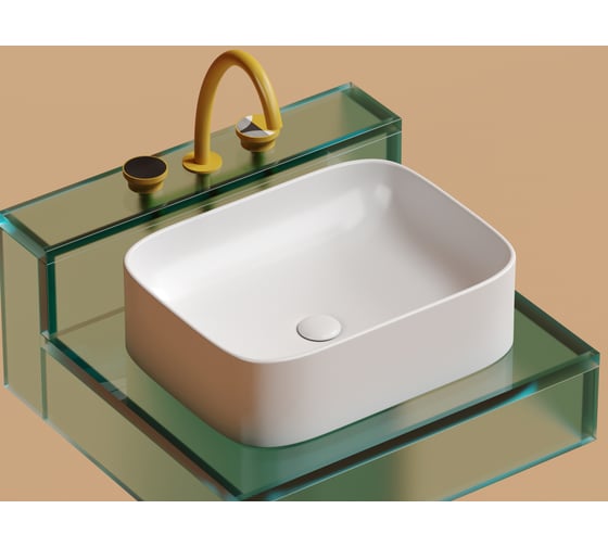 Накладная чаша умывальник Ceramicanova Element прямоугольная (цвет белый матовый) 505_380_150мм CN6052MW